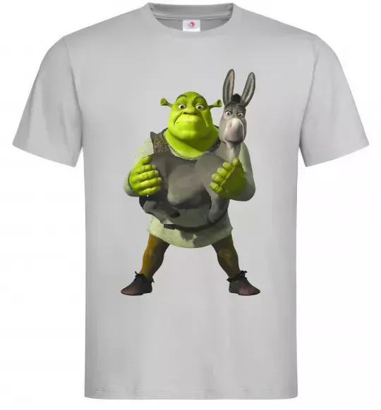 Мужская футболка Шрек та віслюк Серый фото