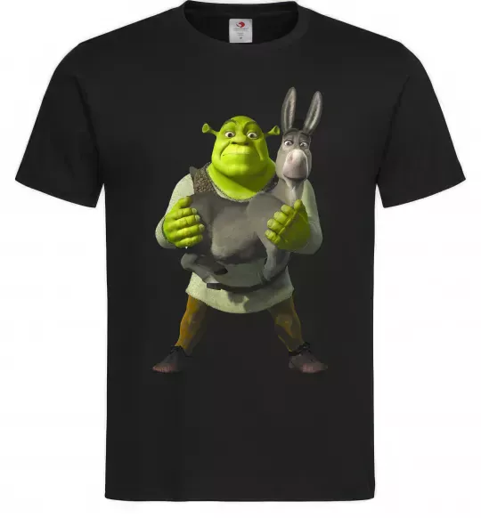 Мужская футболка Шрек та віслюк Черный фото