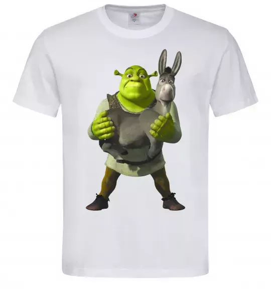 Мужская футболка Шрек та віслюк Белый фото