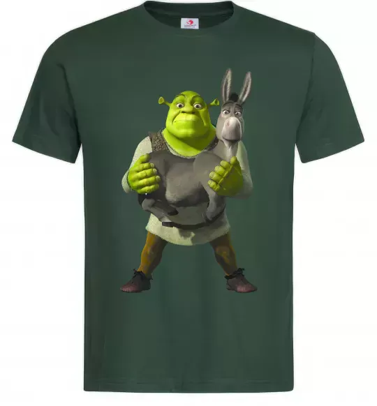 Мужская футболка Шрек та віслюк Темно-зеленый фото