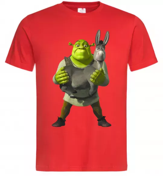 Мужская футболка Шрек та віслюк Красный фото