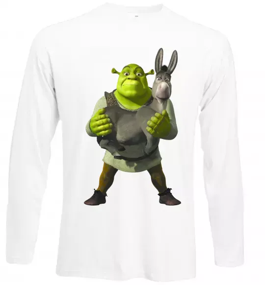 Лонгслив Шрек та віслюк Белый фото