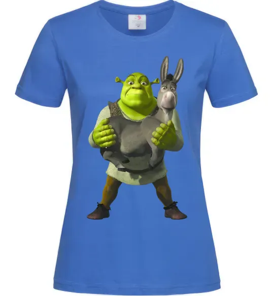 Женская футболка Шрек та віслюк Ярко-синий фото