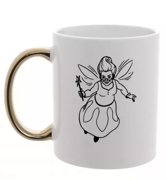 Чашка с цветной ручкой Хрещена фея Золото фото