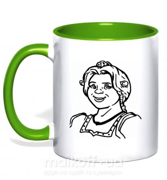 Чашка з кольоровою ручкою Фиона портрет Зелений фото