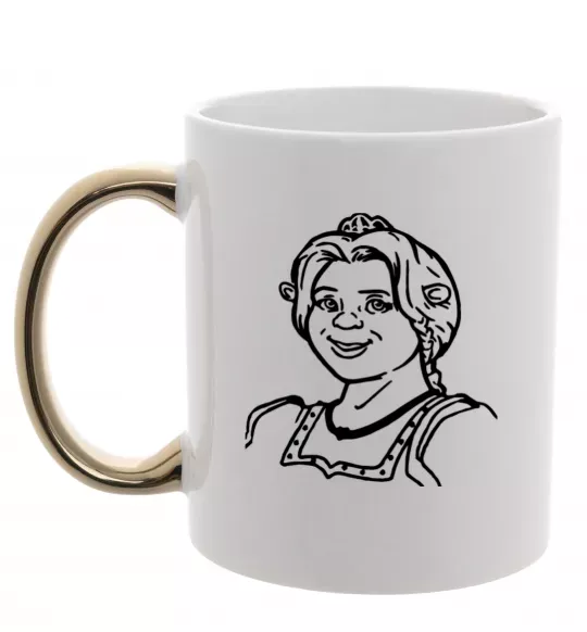 Чашка с цветной ручкой Фіона портрет Золото фото