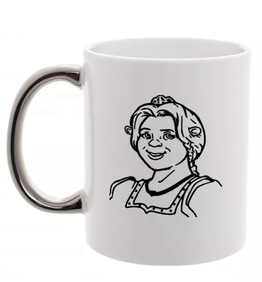 Чашка с цветной ручкой Фіона портрет Серебро фото