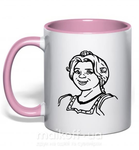 Чашка з кольоровою ручкою Фиона портрет Ніжно рожевий фото
