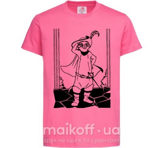 Дитяча футболка Кот в сапогах Яскраво-рожевий фото