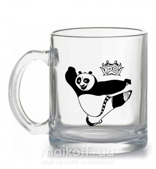 Чашка стеклянная Панда По Прозрачный фото