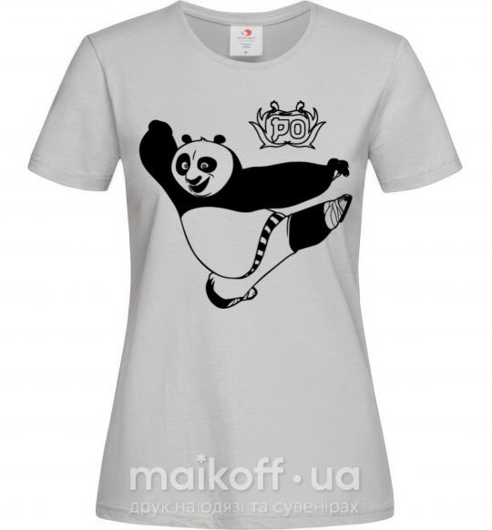 Женская футболка Панда По Серый фото