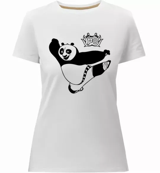 Женская премиум футболка Панда По Белый фото