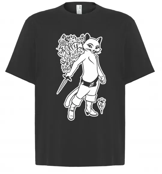 Футболка Оверсайз Kitty soft рaws Черный фото