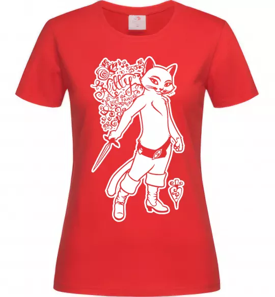 Жіноча футболка Kitty soft рaws Червоний фото