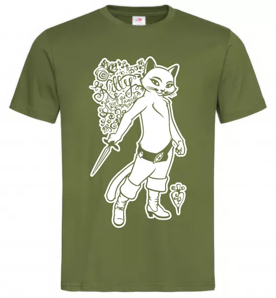 Мужская футболка Kitty soft рaws Оливковый фото