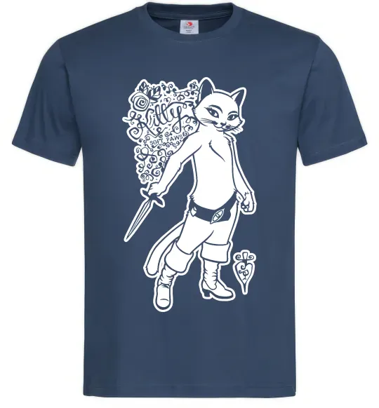 Мужская футболка Kitty soft рaws Темно-синий фото