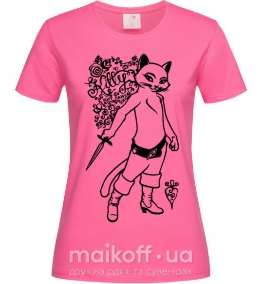 Жіноча футболка Kitty soft рaws Яскраво-рожевий фото