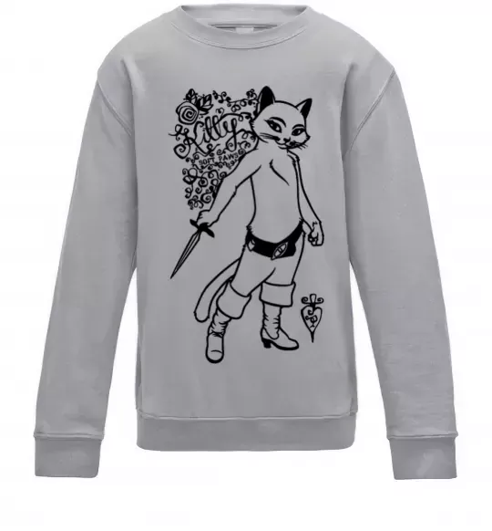 Детский Свитшот Kitty soft рaws Серый меланж фото