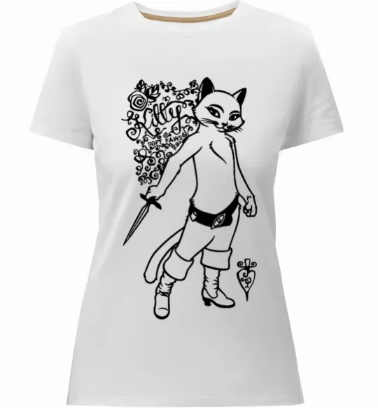 Женская премиум футболка Kitty soft рaws Белый фото