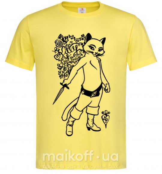 Мужская футболка Kitty soft рaws Лимонный фото