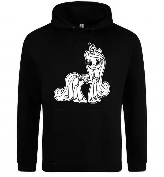 Чоловіча толстовка (худі) Поні з короною (Єдиноріг) Чорний фото
