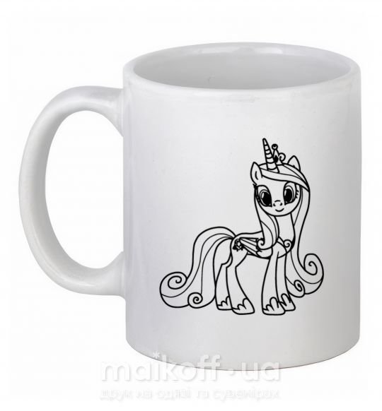 Чашка керамічна Пони с короной (единорог) Білий фото