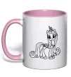 Чашка с цветной ручкой Поні з короною (Єдиноріг) Нежно розовый фото