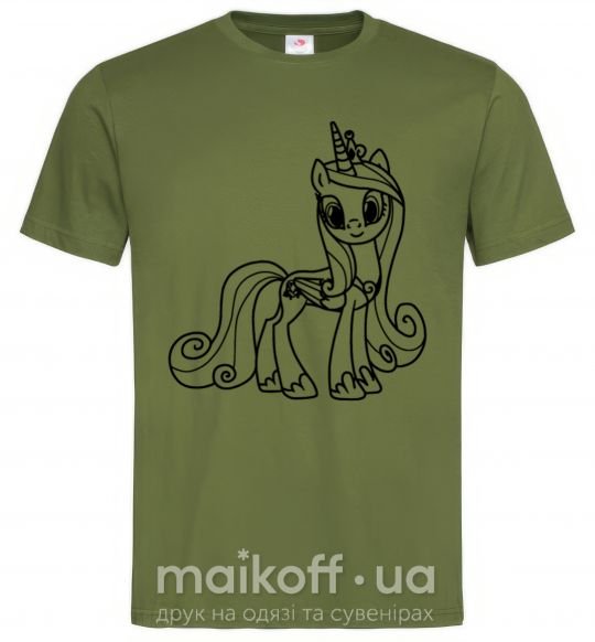 Чоловіча футболка Пони с короной (единорог) Оливковий фото