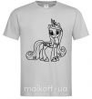 Мужская футболка Пони с короной (единорог) Серый фото