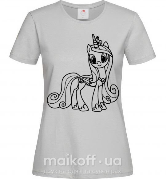 Жіноча футболка Пони с короной (единорог) Сірий фото