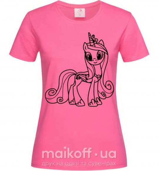 Жіноча футболка Пони с короной (единорог) Яскраво-рожевий фото