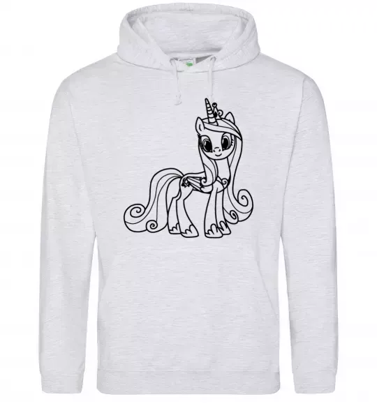 Чоловіча толстовка (худі) Поні з короною (Єдиноріг) Сірий меланж фото