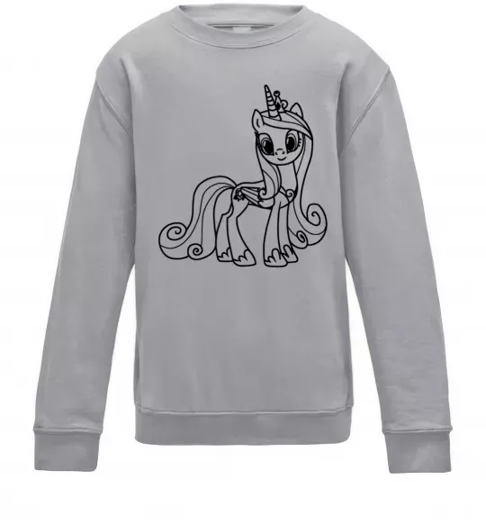 Детский Свитшот Поні з короною (Єдиноріг) Серый меланж фото