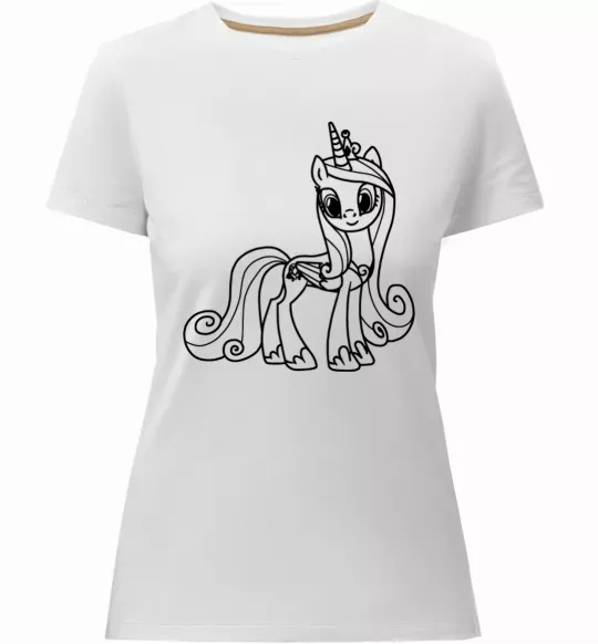 Женская премиум футболка Поні з короною (Єдиноріг) Белый фото