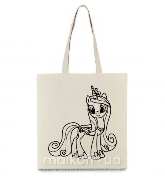 Еко-сумка Пони с короной (единорог) Бежевий фото