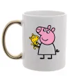 Чашка з кольоровою ручкою Пеппа і мишка Золото фото