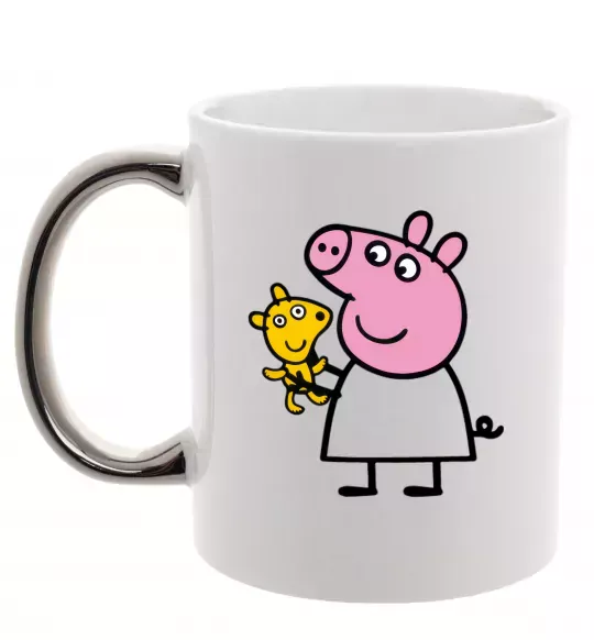 Чашка з кольоровою ручкою Пеппа і мишка Срібло фото