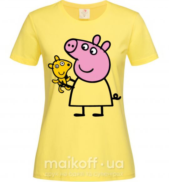 Женская футболка Пеппа и мишка Лимонный фото
