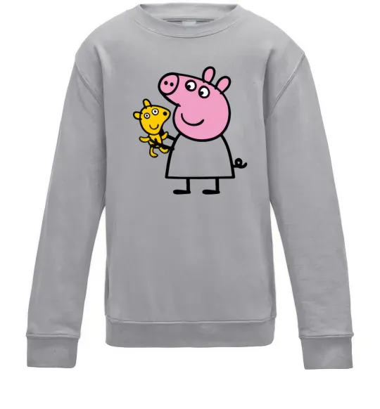 Детский Свитшот Пеппа і мишка Серый меланж фото