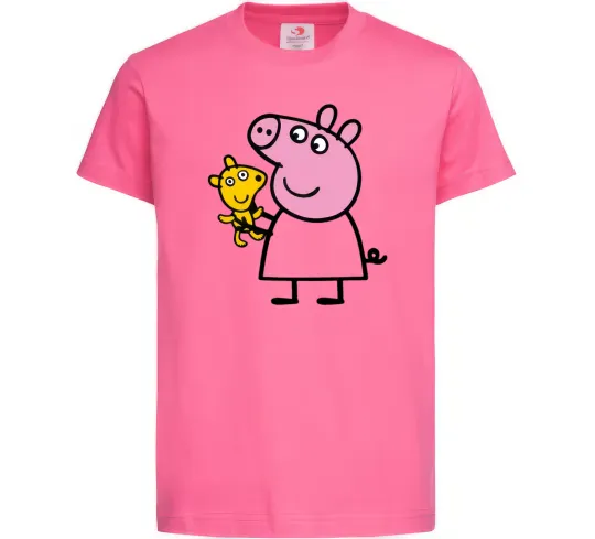 Детская футболка Пеппа і мишка Ярко-розовый фото