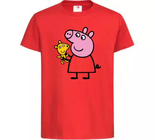 Детская футболка Пеппа і мишка Красный фото