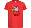 Детская футболка Пеппа і мишка Красный фото