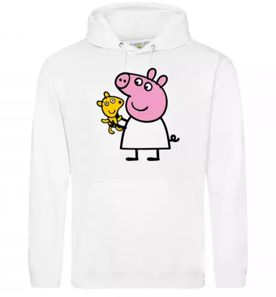 Чоловіча толстовка (худі) Пеппа і мишка Білий фото