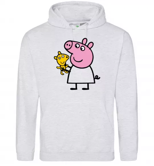 Чоловіча толстовка (худі) Пеппа і мишка Сірий меланж фото