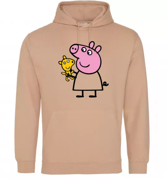 Чоловіча толстовка (худі) Пеппа і мишка Пісочний фото