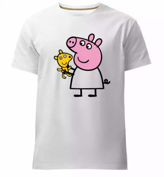 Чоловіча преміум футболка Пеппа і мишка Білий фото