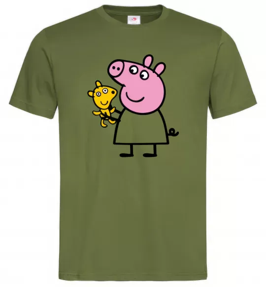 Мужская футболка Пеппа і мишка Оливковый фото