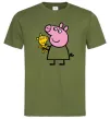 Мужская футболка Пеппа і мишка Оливковый фото