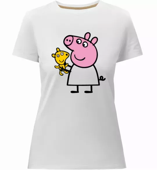 Жіноча преміум футболка Пеппа і мишка Білий фото