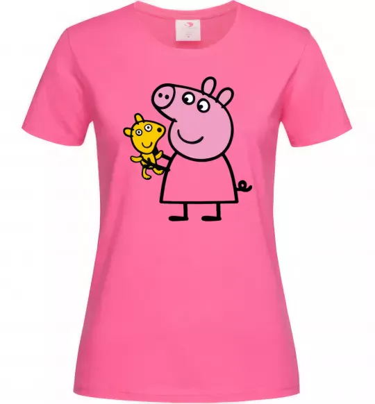 Жіноча футболка Пеппа і мишка Яскраво-рожевий фото
